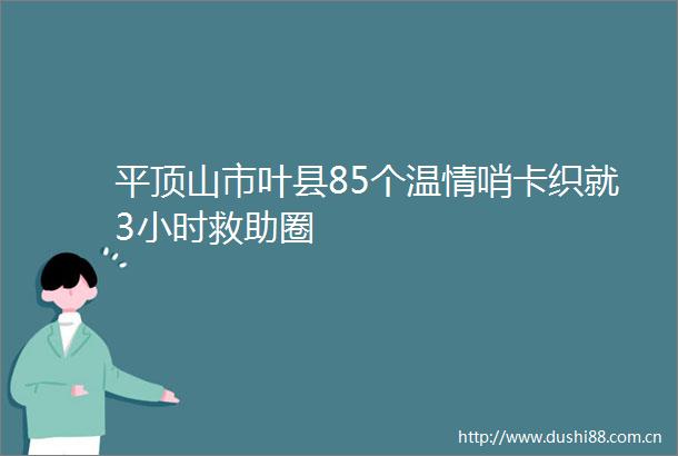 平顶山市叶县85个温情哨卡织就3小时救助圈