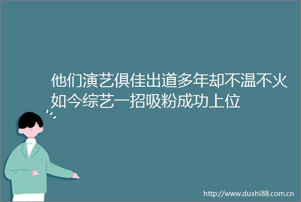 他们演艺俱佳出道多年却不温不火如今综艺一招吸粉成功上位