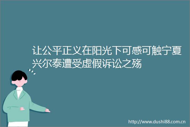 让公平正义在阳光下可感可触宁夏兴尔泰遭受诉讼之殇