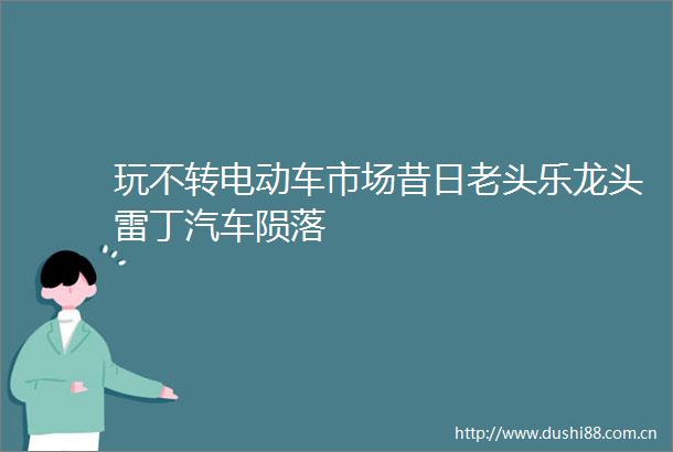 玩不转电动车市场昔日老头乐龙头雷丁汽车陨落