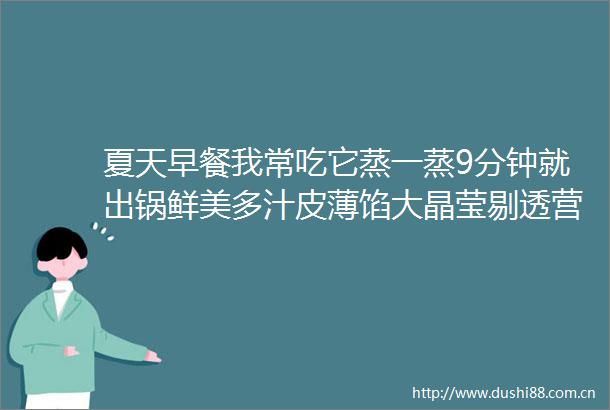 夏天早餐我常吃它蒸一蒸9分钟就出锅鲜美多汁皮薄馅大晶莹剔透营养解馋又顶饱