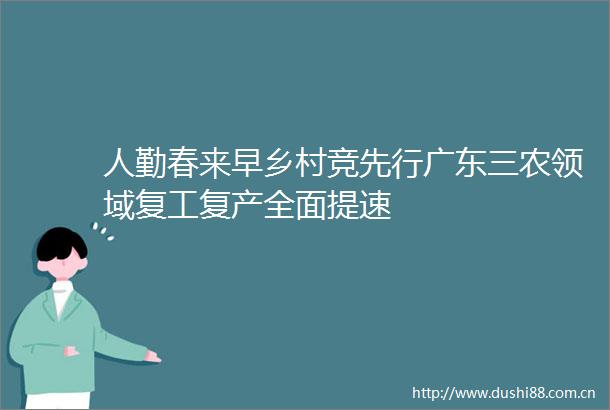 人勤春来早乡村竞先行广东三农领域复工复产全面提速