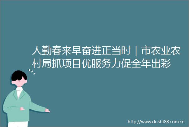 人勤春来早奋进正当时｜市农业农村局抓项目优服务力促全年出彩