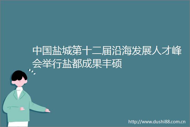 盐城第十二届沿海发展人才峰会举行盐都成果丰硕