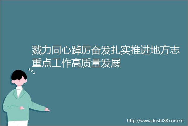 戮力同心踔厉奋发扎实推进地方志重点工作高质量发展