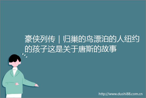 豪侠列传｜归巢的鸟漂泊的人纽约的孩子这是关于唐斯的故事
