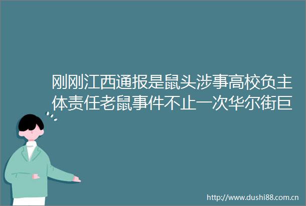 刚刚江西通报是鼠头涉事高校负主体责任老鼠不止一次华尔街巨头警告万亿抛售潮来袭