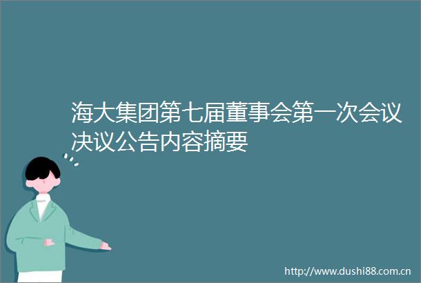 海大集团第七届董事会第一次会议决议公告内容摘要