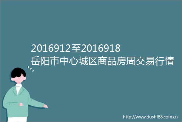 2016912至2016918岳阳市中心城区商品房周交易行情
