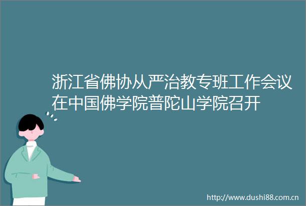 浙江省佛协从严治教专班工作会议在佛学院普陀山学院召开