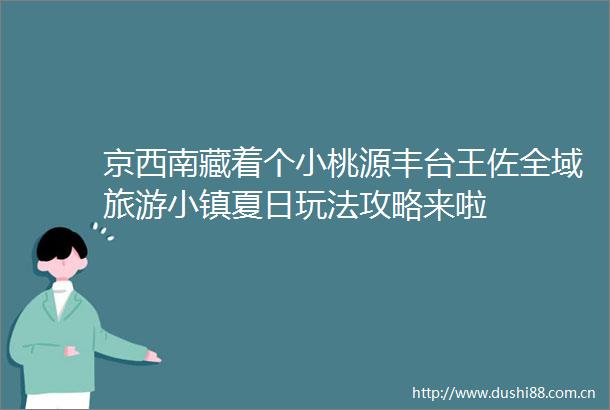 京西南藏着个小桃源丰台王佐全域旅游小镇夏日玩法攻略来啦