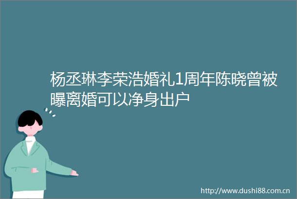 杨丞琳李荣浩婚礼1周年陈晓曾被曝离婚可以净身出户