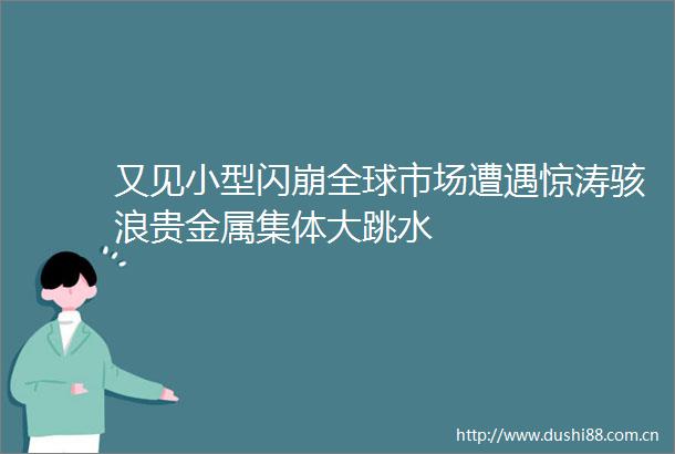 又见小型闪崩全球市场遭遇惊涛骇浪贵金属集体大跳水
