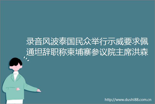 录音风波泰国民众举行示威要求佩通坦辞职称柬埔寨参议院洪森为叔叔陷入危机