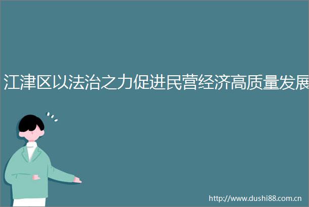 江津区以法治之力促进民营经济高质量发展
