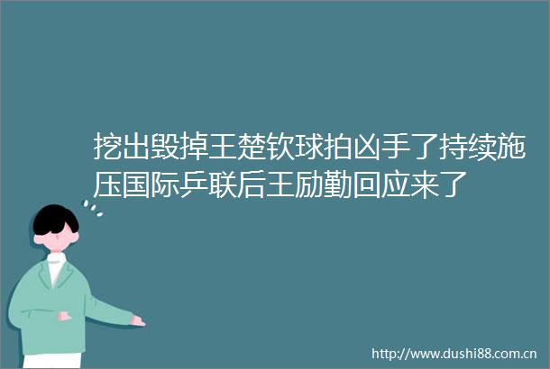挖出毁掉王楚钦球拍凶手了持续施压国际乒联后王励勤回应来了