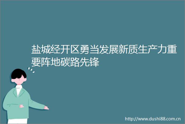 盐城经开区勇当发展新质生产力重要阵地碳路先锋