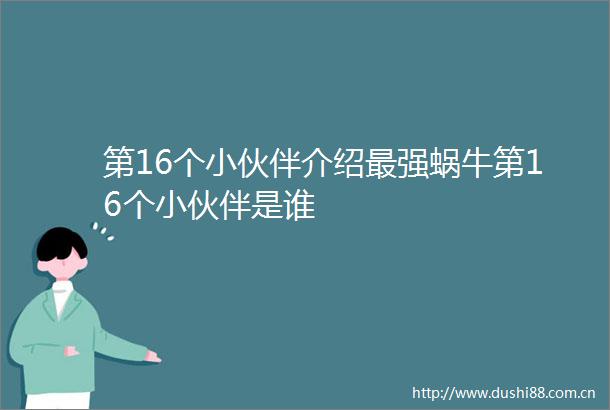 第16个小伙伴介绍最强蜗牛第16个小伙伴是谁