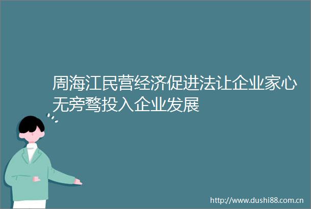 周海江民营经济促进法让企业家心无旁骛投入企业发展