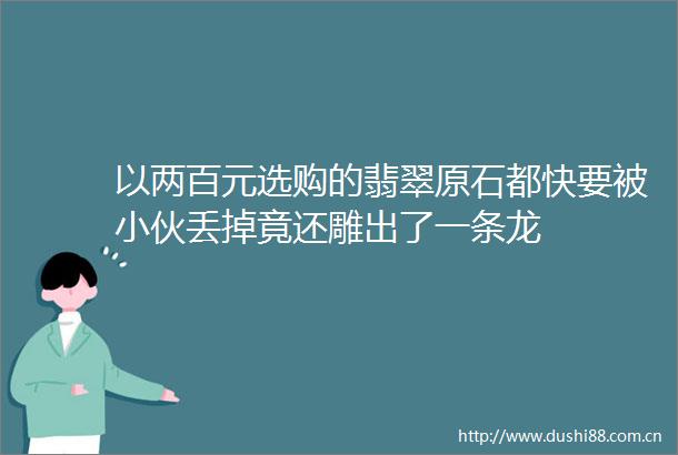以两百元选购的翡翠原石都快要被小伙丢掉竟还雕出了一条龙