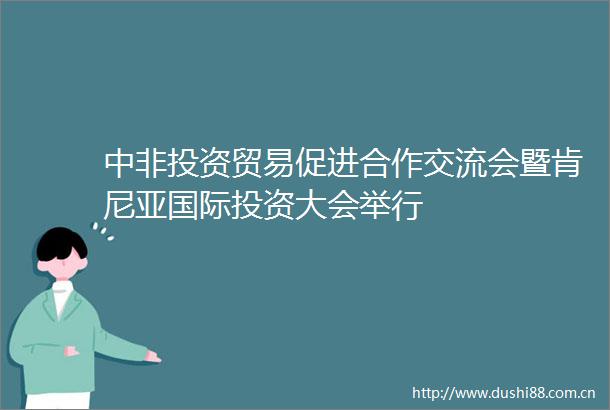 中非投资贸易促进合作交流会暨肯尼亚国际投资大会举行