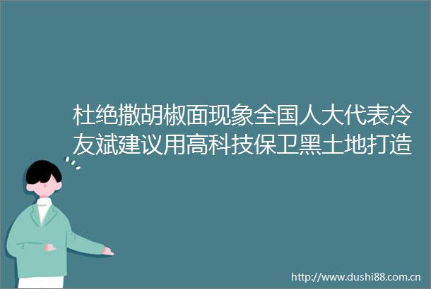 杜绝撒胡椒面现象全国人大代表冷友斌建议用高科技保卫黑土地打造版精优农品