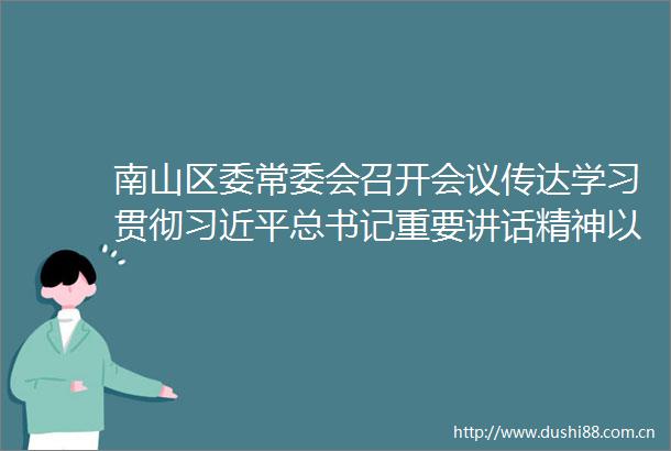 南山区委常委会召开会议传达学习贯彻总书记重要讲话精神以高水平法治推进高质量发展