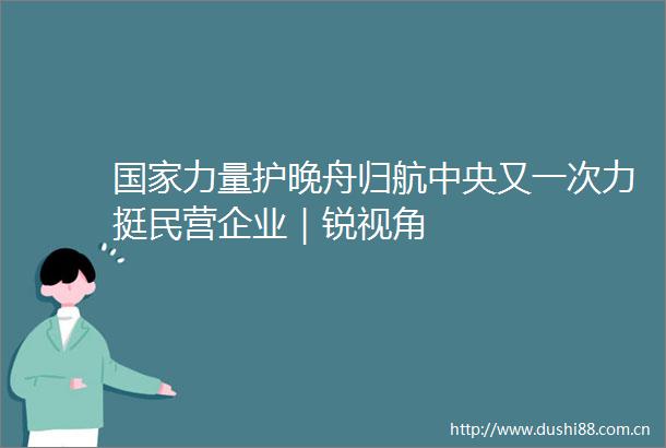 力量护晚舟归航中央又一次力挺民营企业｜锐视角