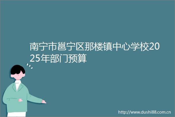 南宁市邕宁区那楼镇中心学校2025年部门预算