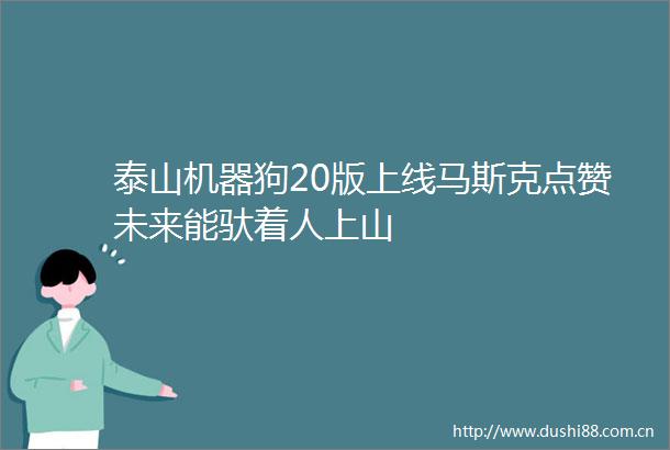 泰山机器狗20版上线马斯克点赞未来能驮着人上山