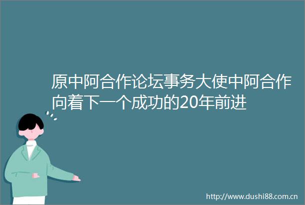原中阿合作论坛事务大使中阿合作向着下一个成功的20年前进