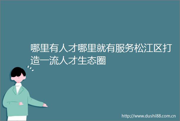 哪里有人才哪里就有服务松江区打造一流人才生态圈