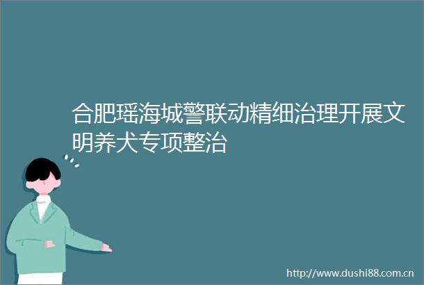 合肥瑶海城警联动精细治理开展文明养犬专项整治