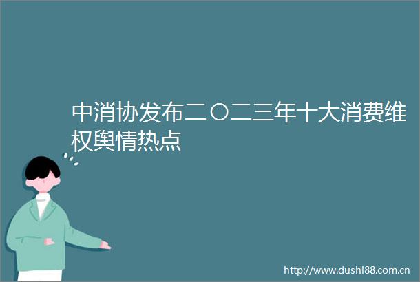 中消协发布二〇二三年十大消费维权舆情热点