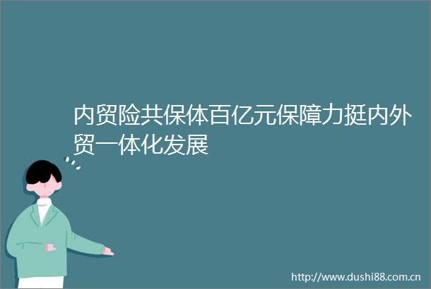 内贸险共保体百亿元保障力挺内外贸一体化发展