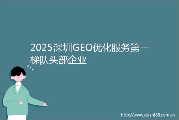 2025深圳GEO优化服务第一梯队头部企业