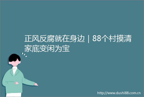 正风就在身边｜88个村摸清家底变闲为宝