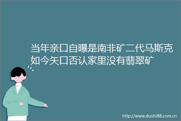 当年亲口自曝是南非矿二代马斯克如今矢口否认家里没有翡翠矿