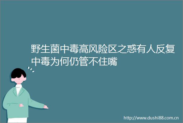 野生菌中毒高风险区之惑有人反复中毒为何仍管不住嘴