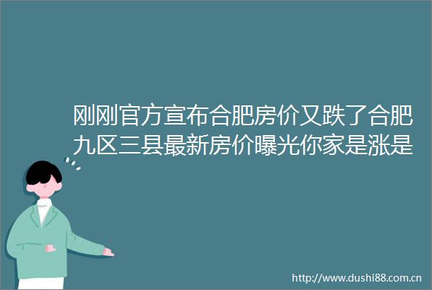 刚刚官方宣布合肥房价又跌了合肥九区三县最新房价你家是涨是跌