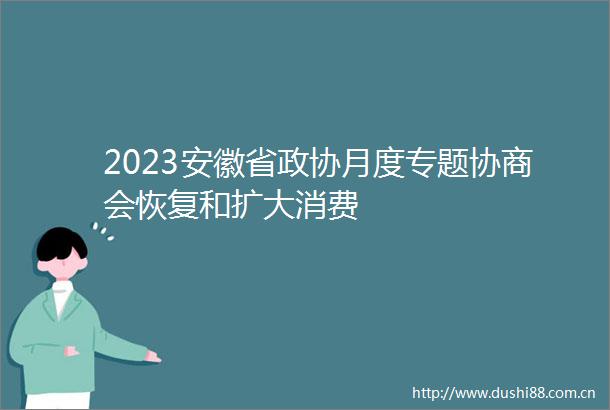 2023安徽省政协月度专题协商会恢复和扩大消费