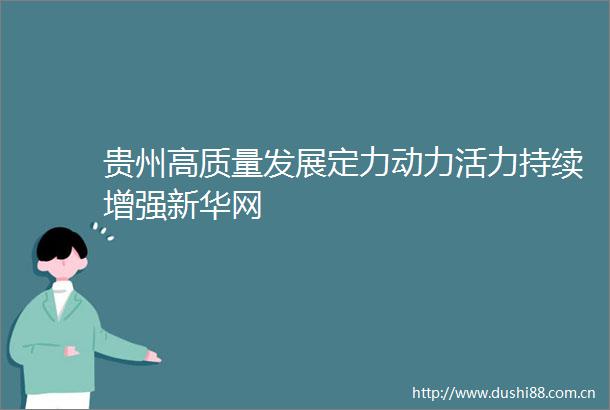 贵州高质量发展定力动力活力持续增强新华网
