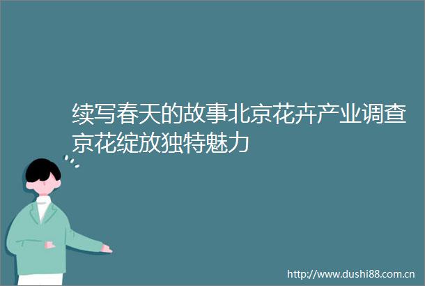 续写春天的故事北京花卉产业调查京花绽放独特魅力