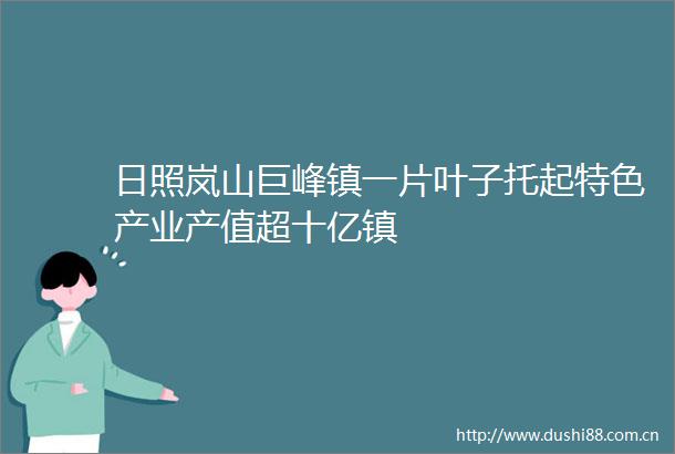 日照岚山巨峰镇一片叶子托起特色产业产值超十亿镇