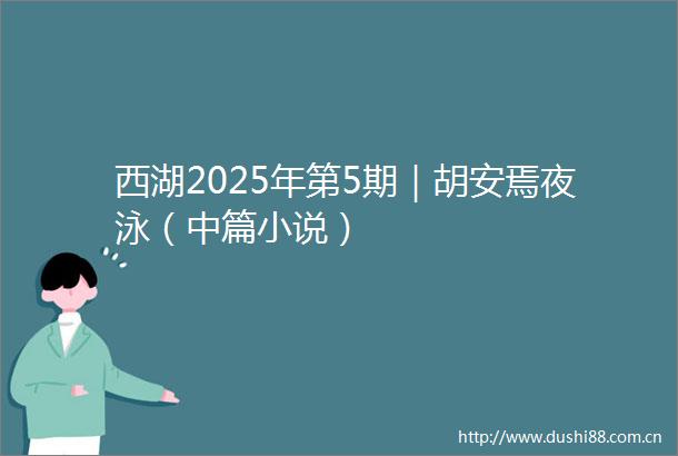 西湖2025年第5期｜胡安焉夜泳（中篇小说）