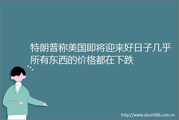 特朗普称美国即将迎来好日子几乎所有东西的价格都在下跌