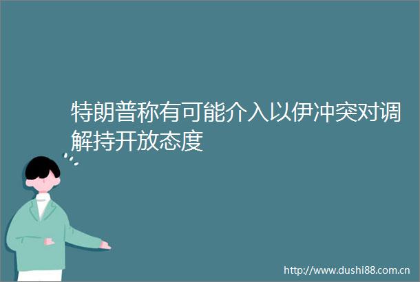 特朗普称有可能介入以伊冲突对调解持开放态度