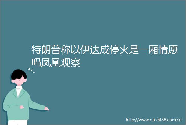 特朗普称以伊达成停火是一厢情愿吗凤凰观察