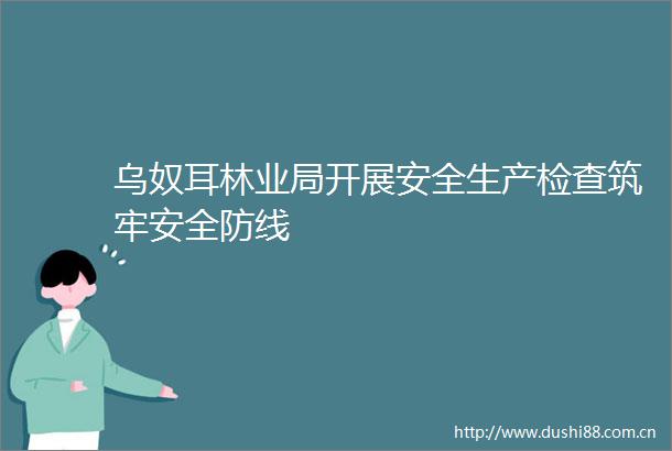 乌奴耳林业局开展安全生产检查筑牢安全防线