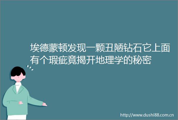 埃德蒙顿发现一颗丑陋钻石它上面有个瑕疵竟揭开地理学的秘密
